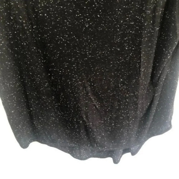 Black Top Tunic Speckled Pattern 3/4 Sleeve V Neck Womens - Picture 4 of 8